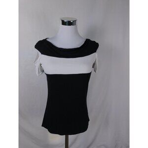 Venus Shirt Womens Medium Cut Out Shoulder Colorblock Rayon Spandex Top